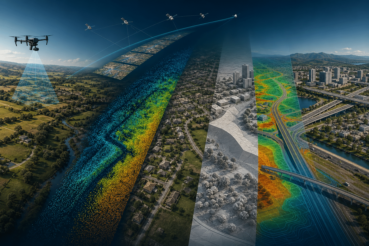 Flujo geomático integrado con captura de campo, cartografía, nube de puntos y análisis con inteligencia artificial