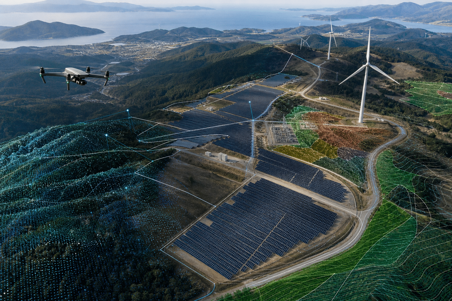 Solución geomática integral para energías renovables con ortofoto, nube de puntos y análisis mediante inteligencia artificial